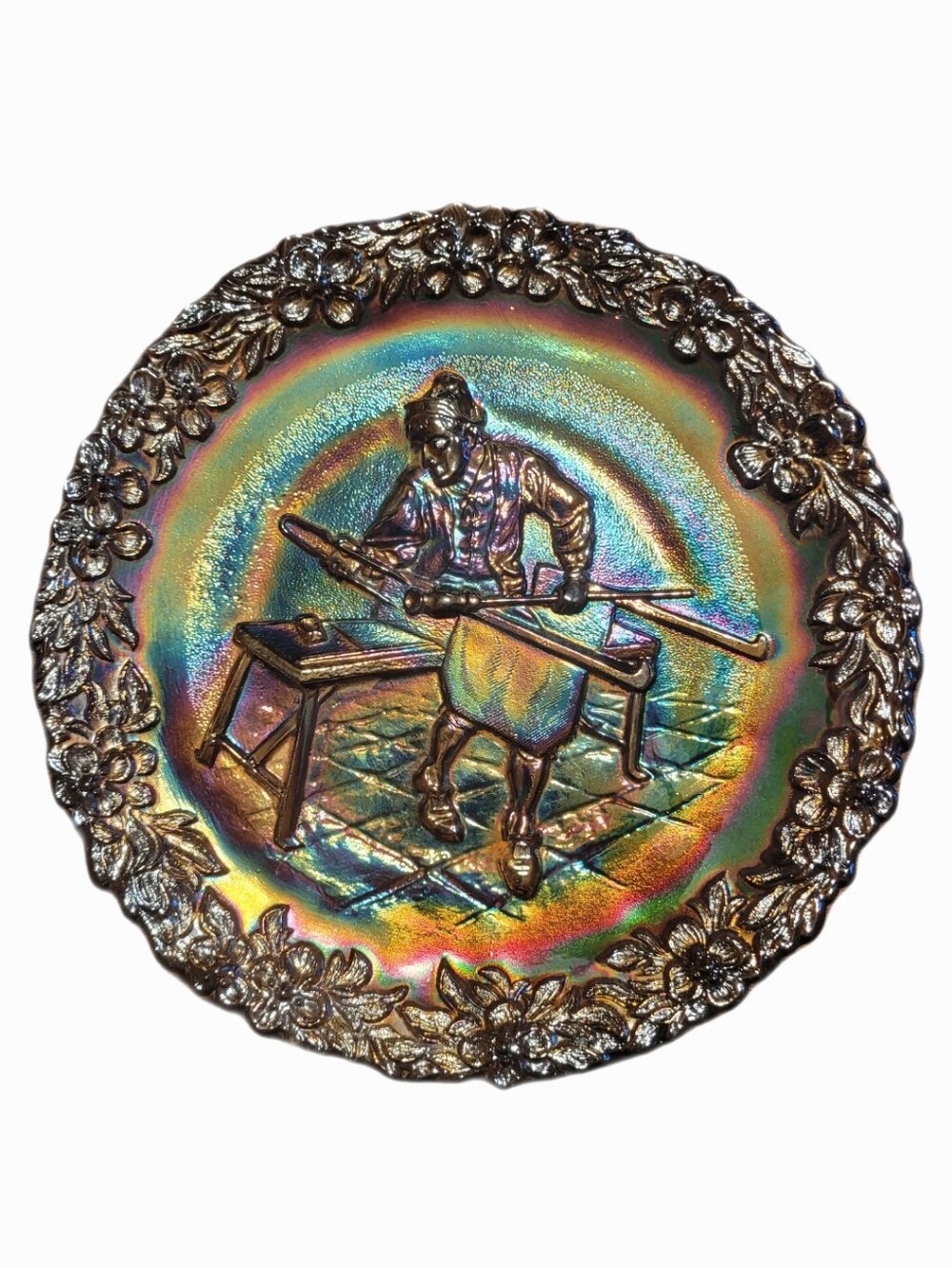 Fenton Plate 1970 Original Iridescent Carnival Glass Plate Vintage Collectible